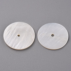 Seashell Color Natural Freshwater Shell Beads, Heishi Beads, Flat Round, Seashell Color, 25x25x2mm, Hole: 1.8mm