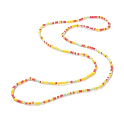 Yellow Waist Beads, Glass Seed Beads Stretch Body Chain, Fashion Bikini Jewelry for Women, Yellow, 31-1/2~32-1/4 inch(80~82cm)