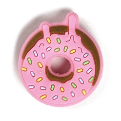 Donut Силиконовые фокусные шарики, жевательные бусины для чайников, DIY уход за ожерельем, пончик, 28x25x8 мм, отверстие : 2.5 мм