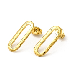 Real 18K Gold Plated Ion Plating(IP) 304 Stainless Steel Stud Earrings for Women, Oval, Real 18K Gold Plated, 20x7.5mm, Pin: 0.8mm