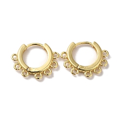 Real 18K Gold Plated Rack Plating Brass Hoop Earring Findings, with Loops, Long-Lasting Plated, Lead Free & Cadmium Free, Real 18K Gold Plated, 15x19x2.5mm, Hole: 1.4mm, Pin: 0.6mm