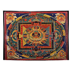 Rouge Indien Tapisserie murale à motif de bouddha en polyester, Tapisserie de méditation pour la décoration du salon de la chambre à coucher, rectangle, rouge indien, 1300x1500mm