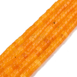 Оранжевый Бусины из натурального белого нефрита, окрашенные, Heishi бусы, Плоский круглый / диск, оранжевые, 4x2 мм, отверстие : 1 мм, около 169~171 шт / нитка, 15.08 дюйм ~ 15.28 дюйм (38.3~38.8 см)