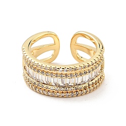 Настоящее золото 18K Открытое кольцо-манжета из прозрачного кубического циркония, украшения из латуни для женщин, без кадмия, без никеля и без свинца, реальный 18 k позолоченный, размер США 6 3/4 (17.1 мм)
