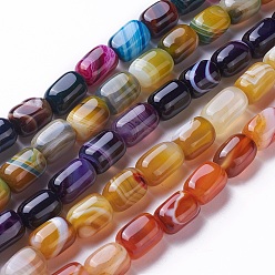 Mixed Color Natural Dyed Agate Beads Strands, Cuboid, Mixed Color, 14~18x10~11x10~11mm, Hole: 1.5mm, about 25pcs/strand, 15.1 inch(38.5cm)
