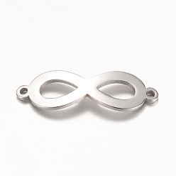 Stainless Steel Color 201 Stainless Steel Links connectors,  Infinity, Stainless Steel Color, 28.5x9.5x1mm, Hole: 1.5mm