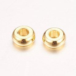 Golden Real 18K Gold Plated Brass Spacer Beads, Nickel Free, Flat Round, 4x1.5mm, Hole: 1.5mm