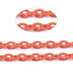 Orange Foncé Chaînes de câble en plastique abs, ovale, orange foncé, 14.96 pouces ~ 15.35 pouces (38~39 cm), 5.5~6mm