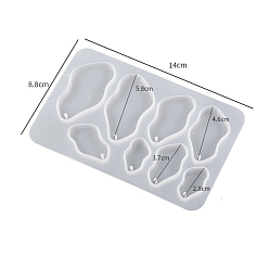 Others Geometry Pendant Silicone Molds, Resin Casting Molds, For UV Resin, Epoxy Resin Jewelry Making, White, Others, 106x140x5.8mm