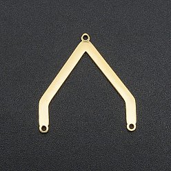 Real 18K Gold Plated 201 Stainless Steel Chandelier Components Links, Laser Cut, 3 Loop Links, Real 18K Gold Plated, 26x24.5x1mm, Hole: 1.2mm