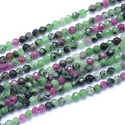 Ruby in Zoisite Natural Ruby in Zoisite Beads Strands, Faceted, Round, 2mm, Hole: 0.6mm, about 212pcs/strand, 15.75 inch(40cm)
