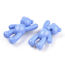 Bleu Ardoise Moyen Pendentifs acryliques opaques, ours, bleu ardoise moyen, 37x28x13mm, Trou: 2.5mm, environ133 pcs / 500 g