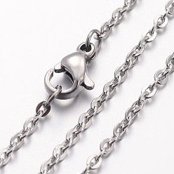 Stainless Steel Color 304 Stainless Steel Necklace, Cable Chains, with Lobster Clasps, Stainless Steel Color, 15.75 inch(400mm), 2mm