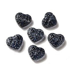 Прусский Синий Стеклянные бусины, сердце с бантом, берлинская лазурь, 14x16x7.5 мм, отверстие : 1.2 мм