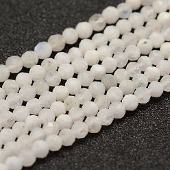 Rainbow Moonstone Brins de perles de pierre de lune arc-en-ciel naturel, facette, ronde, 3mm, Trou: 0.5~0.6mm, Environ 144~151 pcs/chapelet, 15.3~15.7 pouce (39~40 cm)