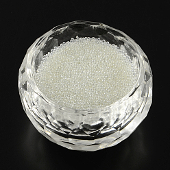 White Translucence DIY 3D Nail Art Decoration Mini Glass Beads, Tiny Caviar Nail Beads, White, 0.6~0.8mm, about 450g/bag