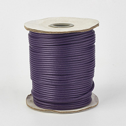 Indigo Eco-Friendly Korean Waxed Polyester Cord, Indigo, 3mm, about 41.01~41.56 Yards(37.5~38m)/Roll