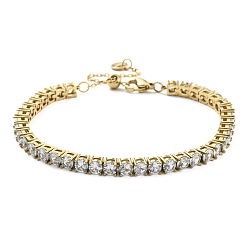 Cristal Bracelet en strass, véritable bracelet à maillons en acier inoxydable plaqué or k, cristal, 14 pouce (304 cm)