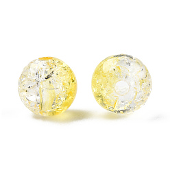 Champagne Yellow Transparent Crackle Acrylic Beads, Imitation Leopard Skins, Round, Champagne Yellow, 10x9mm, Hole: 2mm, about 920pcs/500g