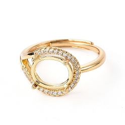 Золотой Регулируемая латунные компоненты палец кольцо, 4 настройки кольца зубца когтя, с четким кубического циркония, золотые, Размер 7, 17 мм, лоток : 10x8 мм