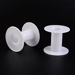 White Plastic Empty Spools for Wire, Thread Bobbins, White, Bobbin: 28x58mm, Backplane: 64x2.5mm, Hole: 25.5mm