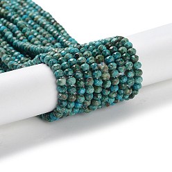 Chrysocolle Chapelets de perles chrysocolla naturelles , rondelle, facette, 4x3mm, Trou: 0.7mm, Environ 123~127 pcs/chapelet, 15.12''~15.47'' (38.4~39.3 cm)