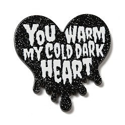 Corazón Colgantes de acrílico, tema del día de San Valentín, calientas mi corazón frío y oscuro, corazón, 37x35.5x2.2 mm, agujero: 1.6 mm