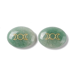 Green Aventurine Natural Green Aventurine Healing Massage Palm Stones, Pocket Worry Stone, for Anxiety Stress Relief Therapy, Oval with Triple Moon, 33x43x11~12mm