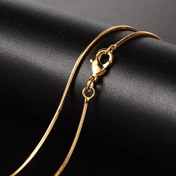 Золотой Латуни ожерелья, плоская змеиная цепь, граненые, с застежкой омар, золотые, 17 дюйм (43.1 см), 1 мм