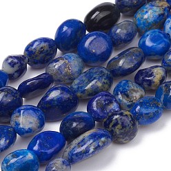 Lapis Lazuli Natural Lapis Lazuli Beads Strands, Nuggets, Tumbled Stone, 5~10x4~5x3~4mm, Hole: 0.8mm, about 61pcs/strand, 15.35 inch(39cm)