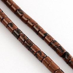 Dark Red Natural Mahogany Obsidian Stone Bead Strands, Column, Dark Red, 6x6mm, Hole: 1mm, about 66pcs/strand, 15.7 inch