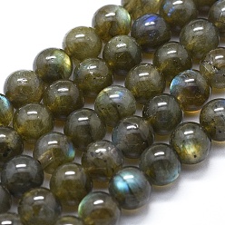 Labradorite Chapelets de perles labradorite naturelle , ronde, 8 mm de diamètre, Trou: 1mm, Environ 50 pcs/chapelet, 15.7 pouce (40 cm)