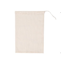 Blanco Antiguo Bolsas de almacenamiento de algodón, bolsas de cordón, Rectángulo, blanco antiguo, 33x27 cm