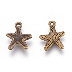Antique Bronze Tibetan Style Alloy Starfish/Sea Stars Charms, Lead Free and Cadmium Free, Antique Bronze, 16x12mm, Hole: 1mm
