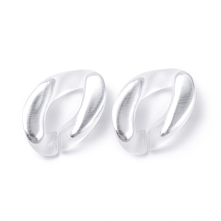 Silver Plated Plated Acrylic Linking Rings, Quick Link Connector, for Curb Chain Making, Twisted Oval, Clear, Silver Plated, 23x17x5.5mm