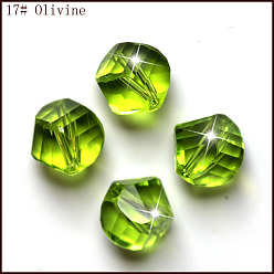 Vert Jaune Imitations de perles de cristal autrichien, grade de aaa, facette, polygone, vert jaune, 10mm, Trou: 0.9~1mm