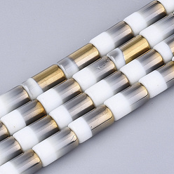 Ivoire Perles de verre opaque semi-électrolytique, colonne, blanc crème, 19.5~20x10mm, Trou: 1.4mm, Environ 17 pcs/chapelet, 13.38 pouce