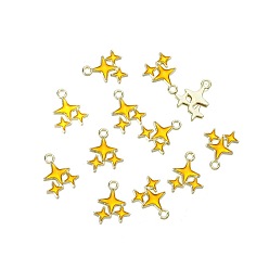 Gold Alloy Enamel Pendants, Golden, Star Charm, Gold, 17x14.5mm