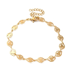 Heart 304 Stainless Steel Chain Bracelet for Women, Golden, Heart, 7-1/2 inch(18.9cm), Link: 13x7mm