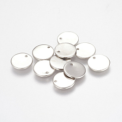Stainless Steel Color 304 Stainless Steel Stamping Blank Tag Charms, Flat Round, Stainless Steel Color, 10x1mm, Hole: 1.2mm