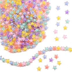 Couleur Mélangete Perles acryliques transparentes, Perle en bourrelet, facette, étoiles, couleur mixte, 14x15x8.5mm, Trou: 2mm, environ310 pcs / 300 g