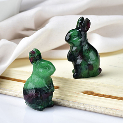 Ruby in Zoisite Natural Ruby in Zoisite Home Display Decorations, 3D Rabbit, 22x40mm