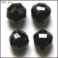 Noir Imitations de perles de cristal autrichien, grade de aaa, facette, ronde, noir, 6mm, Trou: 0.7~0.9mm