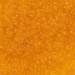 (RR137) Transparent Light Orange Миюки круглые бусины рокайль, японский бисер, (rr 137) прозрачный светло-оранжевый, 8/0, 3 мм, отверстие : 1 мм, Около 2111~2277 шт / 50 г