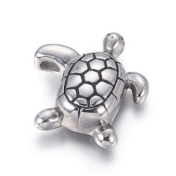 Antique Silver Retro 304 Stainless Steel Pendants, Sea Turtle, Antique Silver, 25x22.5x7.5mm, Hole: 4.5x2.5mm