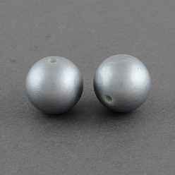 Gris Perlas redondas de perlas de imitación de plástico abs, gris, 8 mm, Agujero: 2 mm, sobre 1950 unidades / 500 g
