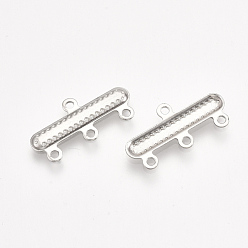 Stainless Steel Color 304 Stainless Steel Chandelier Component Links, 3-Strand Reducer Connector, Rectangle, Stainless Steel Color, 10x20x1mm, Hole: 1.2mm