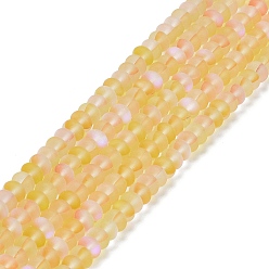 Gold Frosted Transparent Glass Beads Strands, Rondelle, Gold, 8x5mm, Hole: 1mm, about 75pcs/strand, 14.96''(38cm)