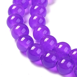 Темно-Фиолетовый Выпечки окрашены имитация нефрита стекловолокна круглый шарик, темно-фиолетовый, 8.5~9 мм, отверстие : 1.5 мм, около 105 шт / нитка, 31.8 дюйм