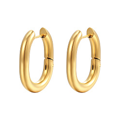 Golden 304 Stainless Steel Hoop Earrings, Oval, Golden, 26x20x4mm